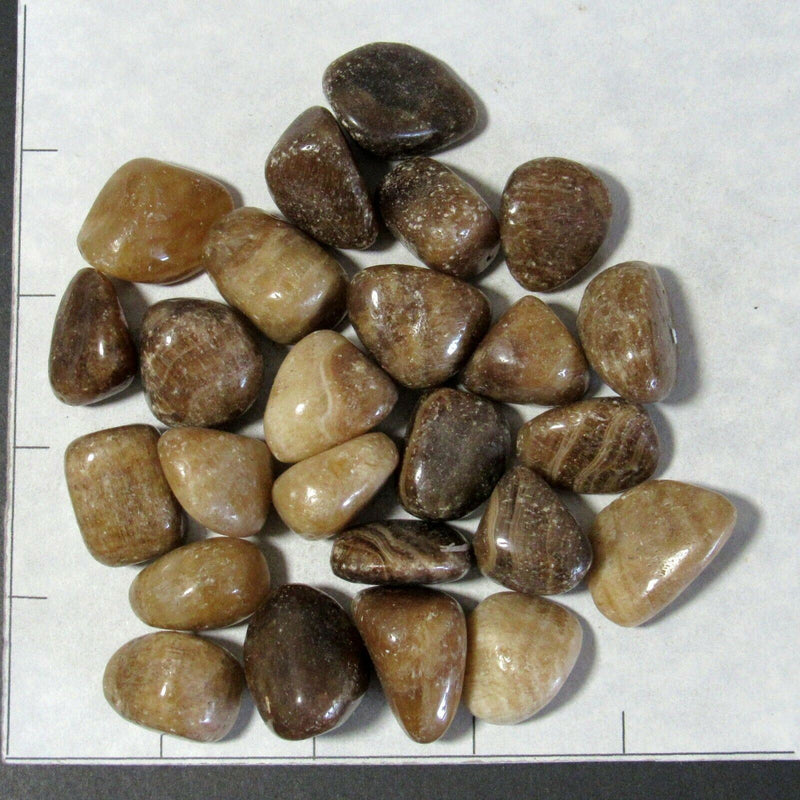 ARAGONITE B Grade sm-med tumbled, 1/2 lb bulk stone brownish stripes China