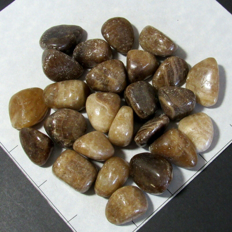 ARAGONITE B Grade sm-med tumbled, 1/2 lb bulk stone brownish stripes China