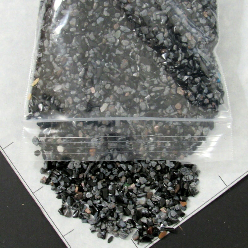 OBSIDIAN SNOWFLAKE 3-5mm, tumbled 1 lb bulk xxmini+ stones volcanic glass