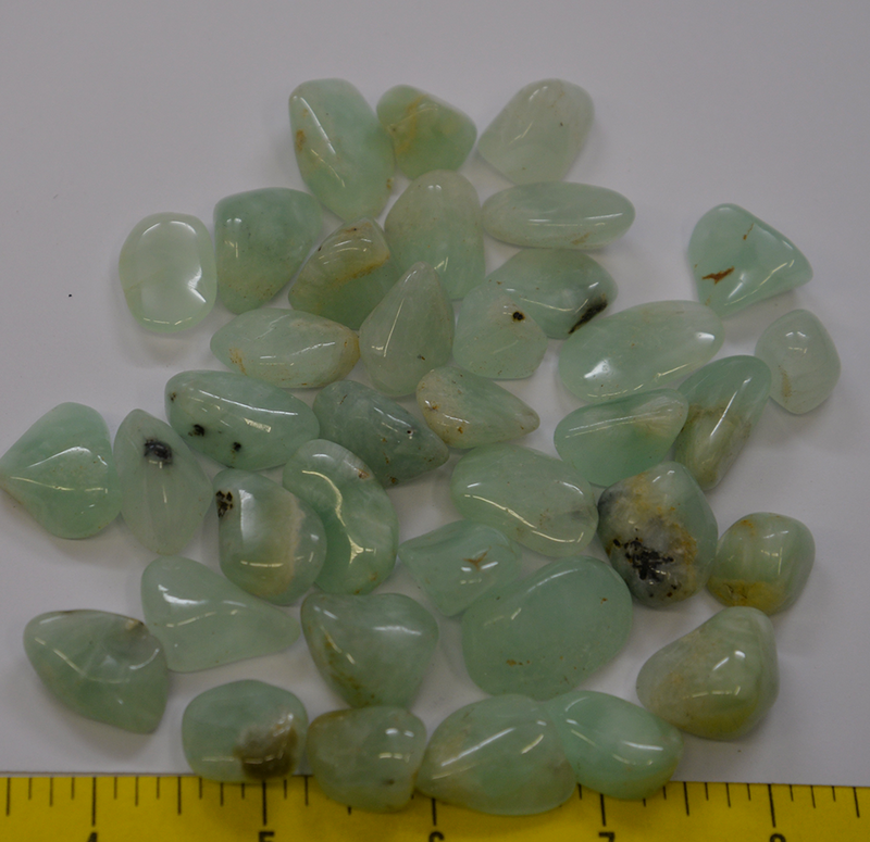 PREHNITE Medium (18-25 mm)  Grade A  tumbled, light green stones.    1/2 lb bulk