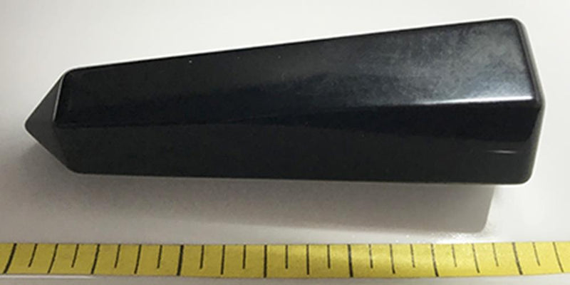 OBSIDIAN TOWER - volcanic glass polished tower obelisk.  3-1/4 tall by 1" wide.