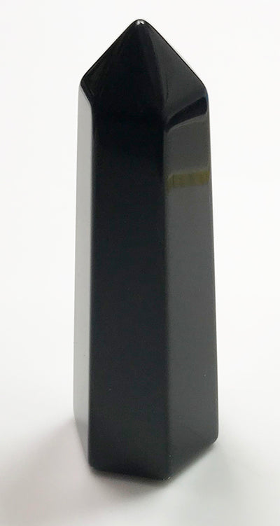 OBSIDIAN TOWER - volcanic glass polished tower obelisk.  3-1/4 tall by 1" wide.