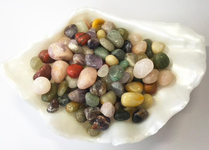 GEMSTONE MIX Small to Large (12-30mm) variety polished stones 1 lb.
