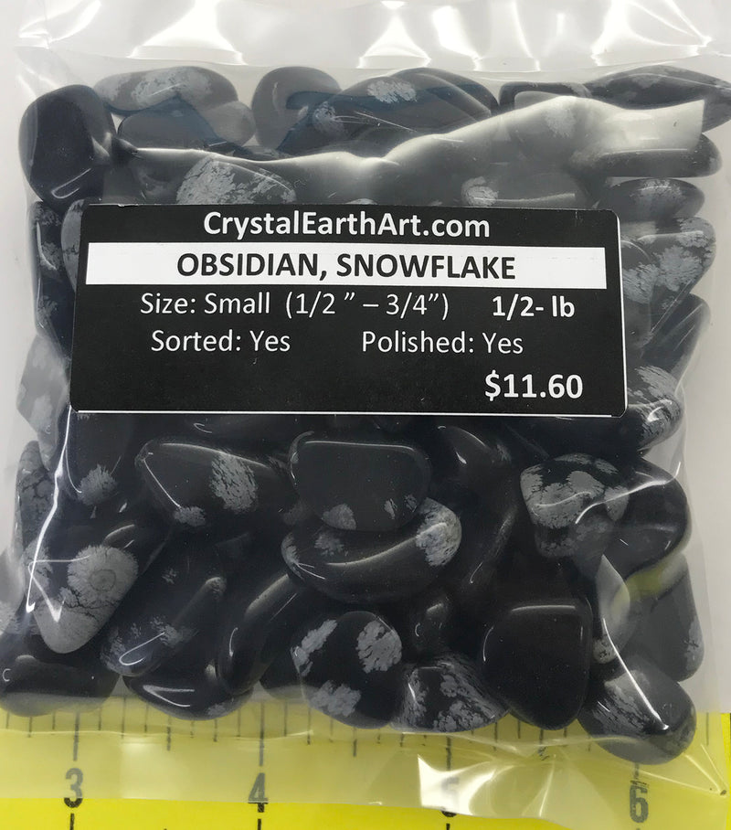 OBSIDIAN SNOWFLAKE Small (12-20mm or 1/2-3/4") polished volcanic glass  1/2 lb