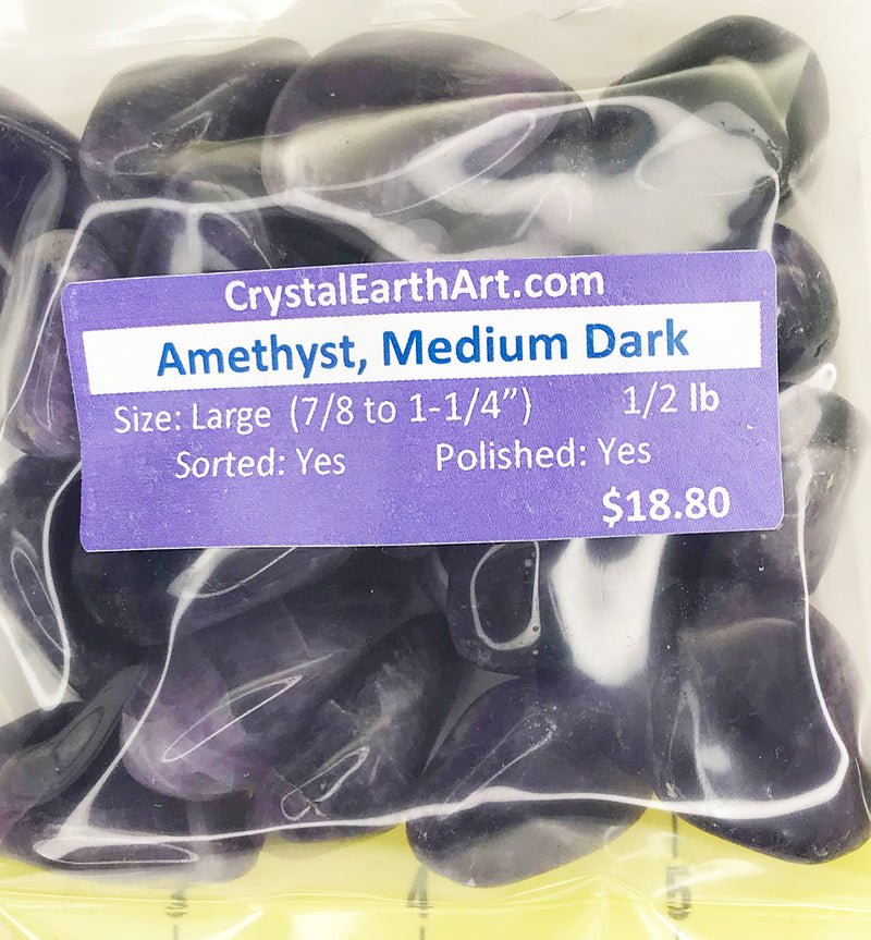 AMETHYST Med Dark Large  (7/8-1-1/4")  polished stones.  1/2 lb