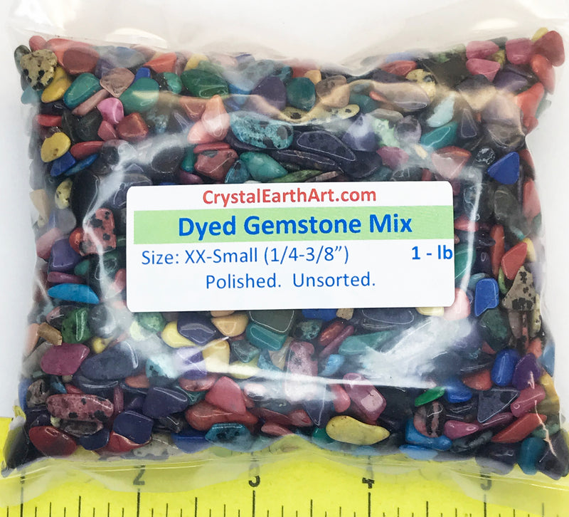 Gemstone Mix Dyed XX-Small (1/4-3/8") polished mixed gemstones.  1 lb.