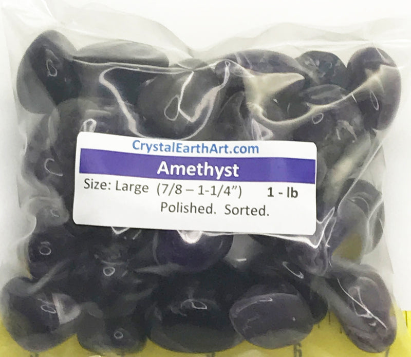 AMETHYST Large  (7/8-1-1/4")  amethyst mix polished stones value pack.  1 lb
