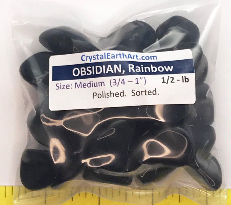 OBSIDIAN Rainbow Medium ( 3/4  to 1") polished volcanic glass  1/2 lb