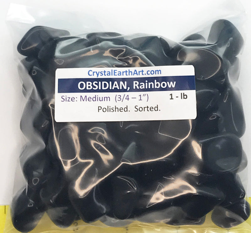 OBSIDIAN Rainbow Medium ( 3/4  to 1") polished volcanic glass  1 lb