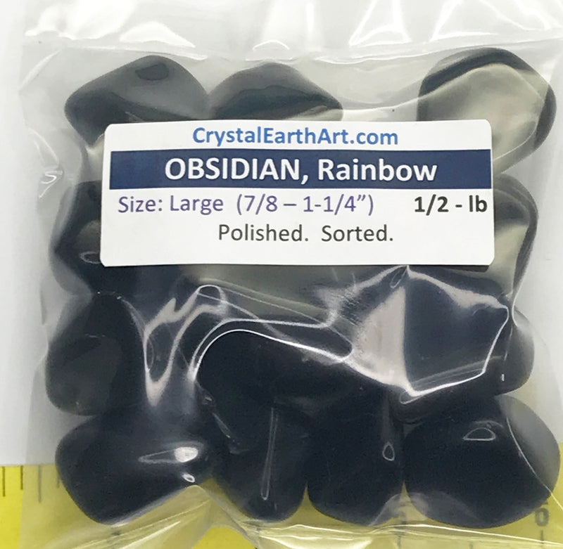 OBSIDIAN Rainbow Large ( 7/8" to 1-1/4") polished volcanic glass  1/2 lb