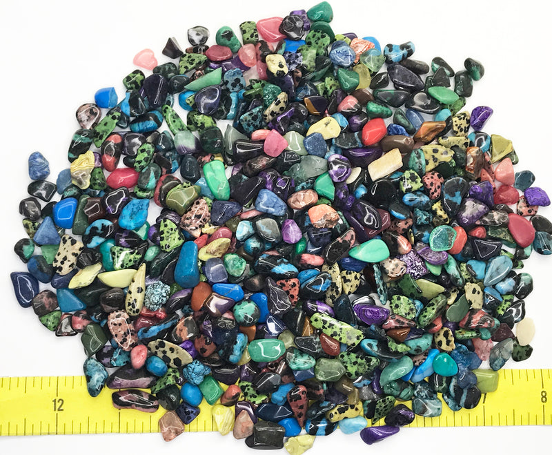 Gemstone Mix dyed X-Small (5/16-5/8") polished mixed gemstones.  1 lb.