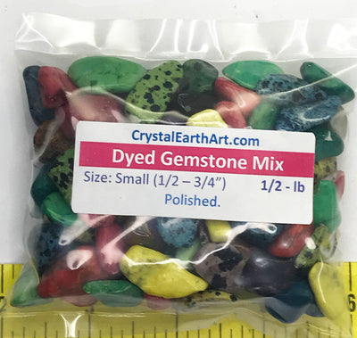 Gemstone Mix dyed Small (1/2-3/4") polished mixed gemstones.  1/2 lb.