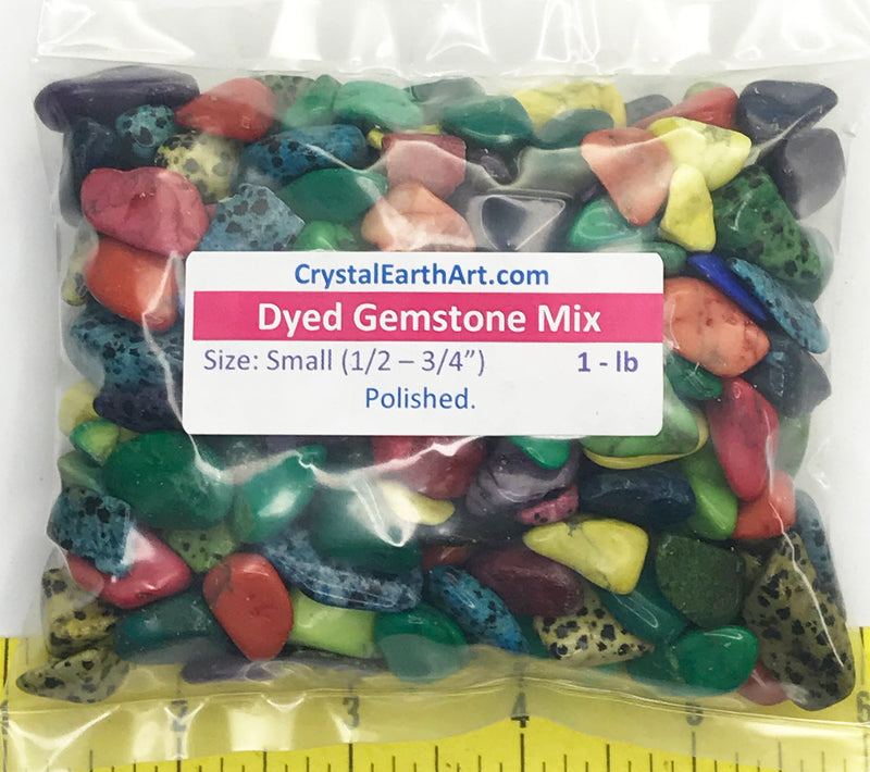 Gemstone Mix dyed Small (1/2-3/4") polished mixed gemstones.  1 lb.