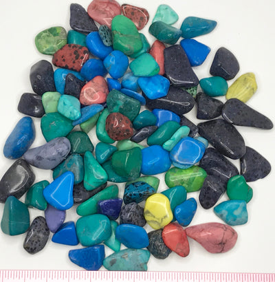 Gemstone Mix dyed Medium (3/4" to 1") polished mixed gemstones.  1 lb.