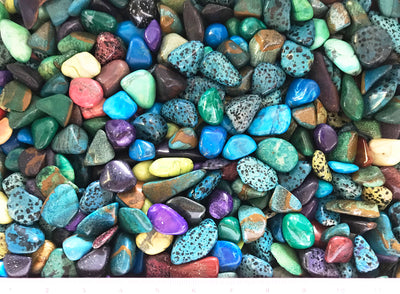 Gemstone Mix dyed Large (7/8" to 1-1/4") polished mixed gemstones.  1/2 lb.