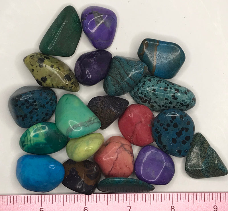 Gemstone Mix dyed Large (7/8" to 1-1/4") polished mixed gemstones.  1/2 lb.