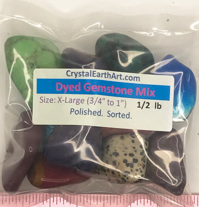 Gemstone Mix dyed X-Large (1-1/4 - 2") polished mixed gemstones.  1/2 lb.