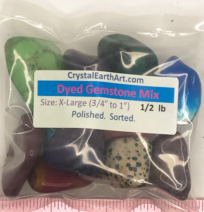 Gemstone Mix dyed X-Large (1-1/4 - 2") polished mixed gemstones.  1/2 lb.