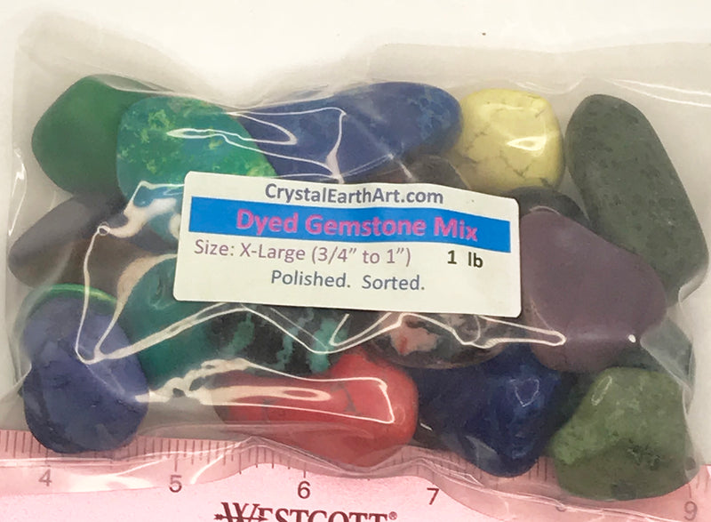 Gemstone Mix dyed X-Large (1-1/4 - 2") polished mixed gemstones.  1 lb.