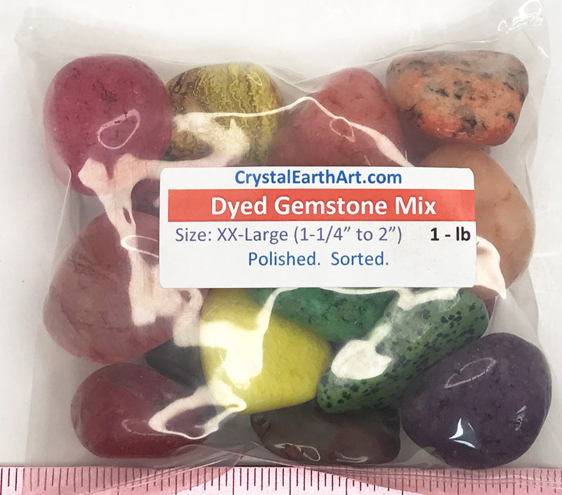 Gemstone Mix Dyed XX-Large (1-7/8 - 2-1/2") polished mixed gemstones.  1 lb.