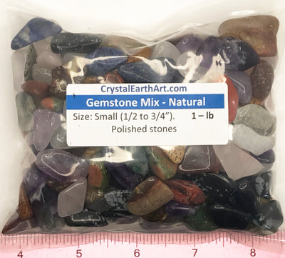 Gemstone Mix Natural Small (1/2-3/4") polished mixed gemstones.  1 lb.