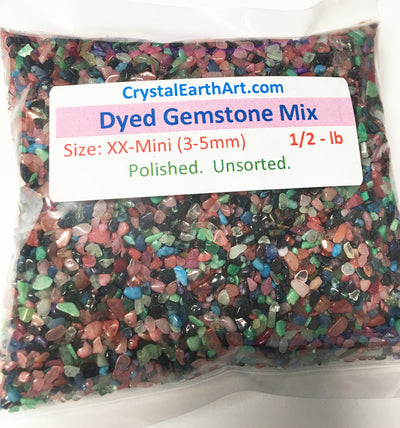 Gemstone Mix dyed X-Mini (4-6mm) polished mixed gemstones.  1/2 lb.