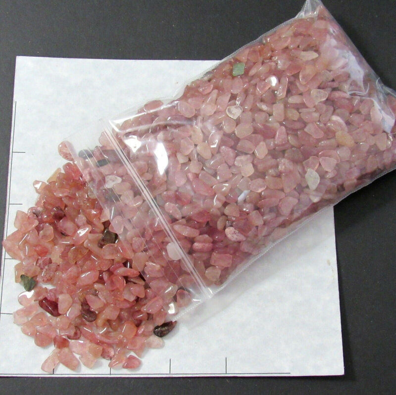 AVENTURINE LIGHT RED, XXS  (5-11mm) polished quartz.     1/2 lb bulk