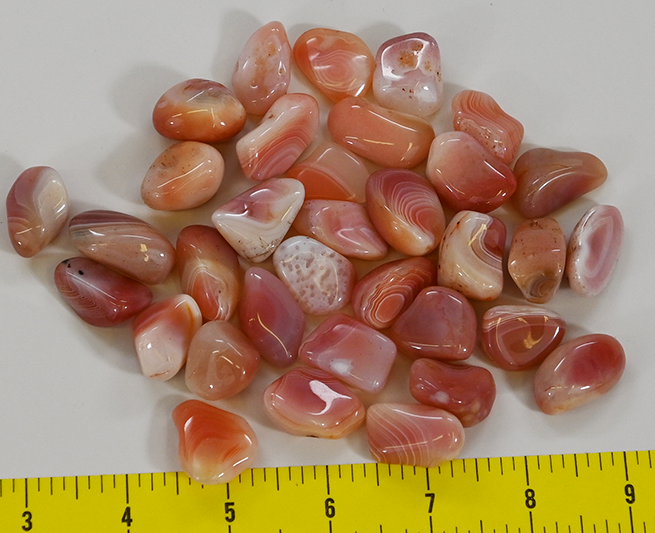 AGATE APRICOT PINK  polished and sorted Medium (3/4-1-1/8") stones - 1/2 lb