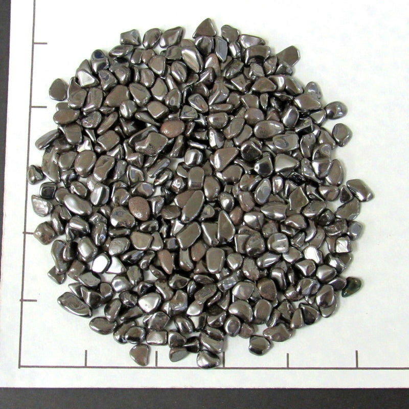 HEMATITE 5-10mm tumbled stones  silver-gray shiny Brazil 2 pound bulk