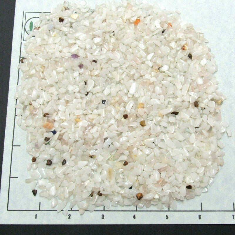 QUARTZ SNOW 4-10mm, tumbled  stones translucent white.1/2 lb bulk