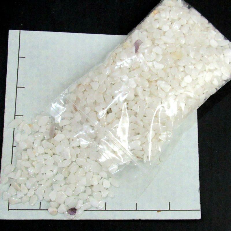 QUARTZ SNOW 5-11mm, tumbled  bulk stones translucent white.   1 pound