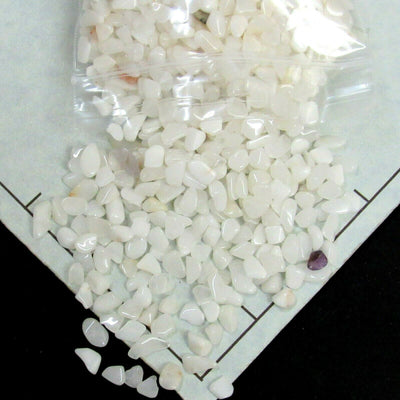 QUARTZ SNOW 5-11mm, tumbled  bulk stones translucent white.   1 pound