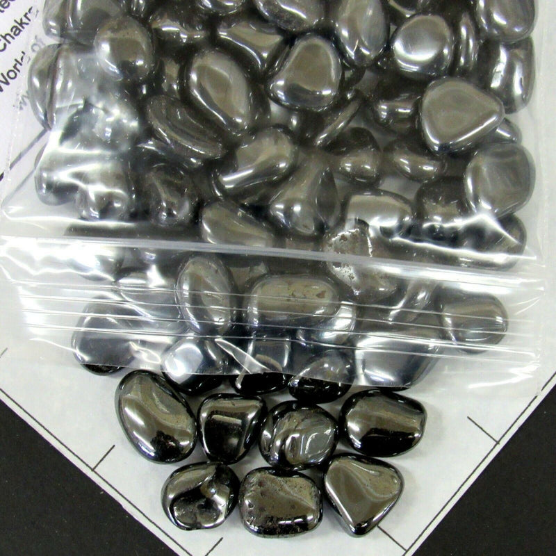 HEMATITE XXS to XS (10-20 mm) tumbled stones  3/8-5/8".  1 lb bulk