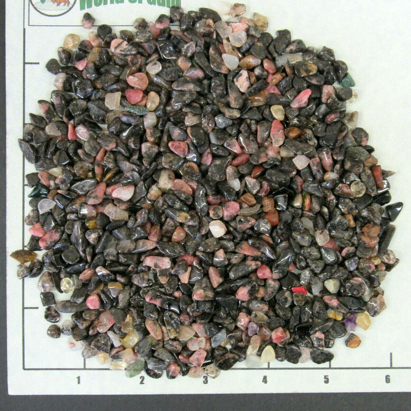 RHODONITE (5-11 mm) MADAGASCAR Mostly Black  tumbled stones 1/2 lb bulk