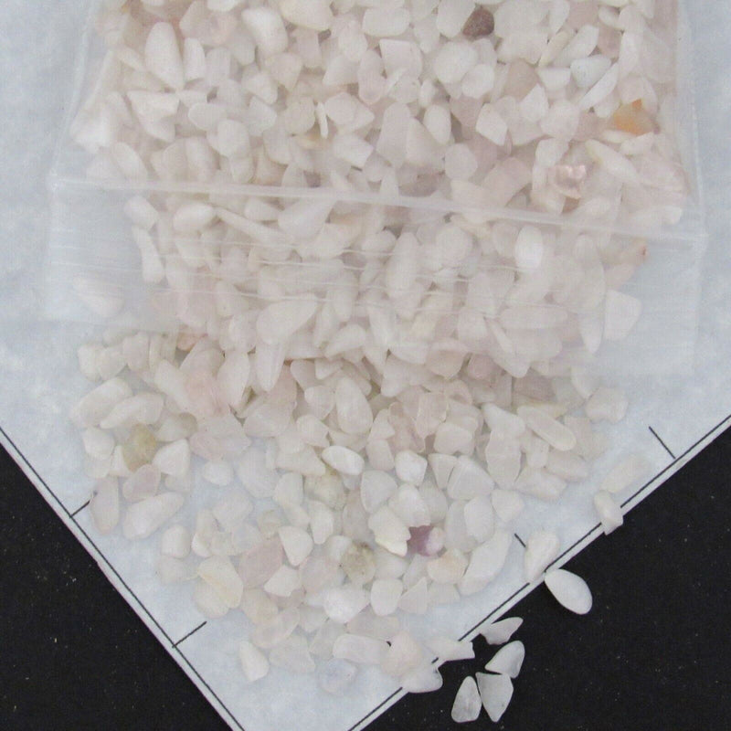 QUARTZ SNOW 4-10mm tumbled stones translucent white, 1 pound bulk