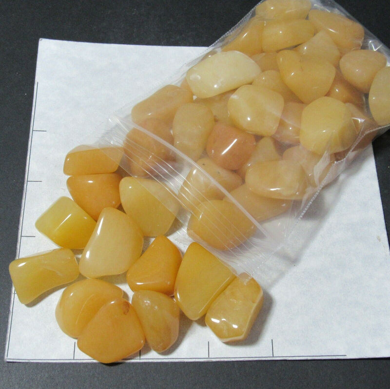 QUARTZ YELLOW  (18 to 25+ mm) medium tumbled  stones 1-1 1/8" India, 1/2 lb bulk