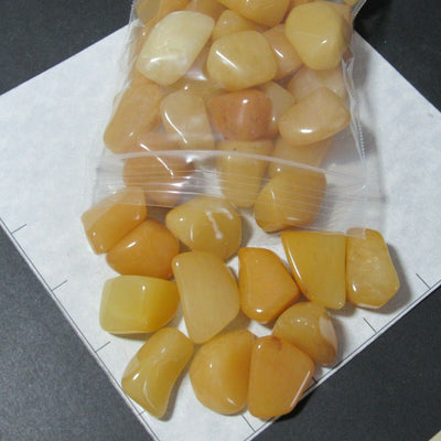 QUARTZ YELLOW  (18 to 25+ mm) medium tumbled  stones 1-1 1/8" India, 1/2 lb bulk