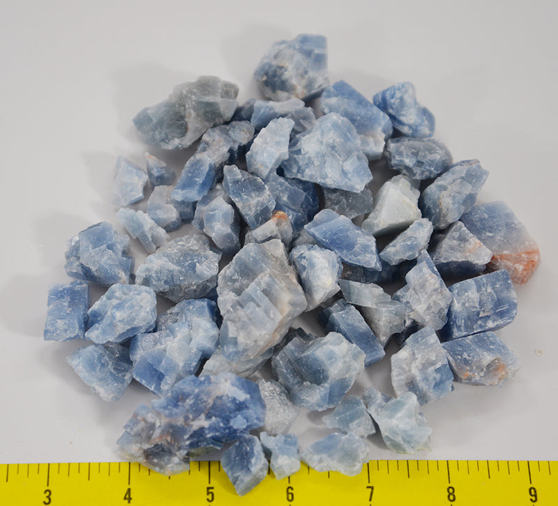 CALCITE LIGHT BLUE. 1/2 - 1-3/4" rough stones - 1 lb pack