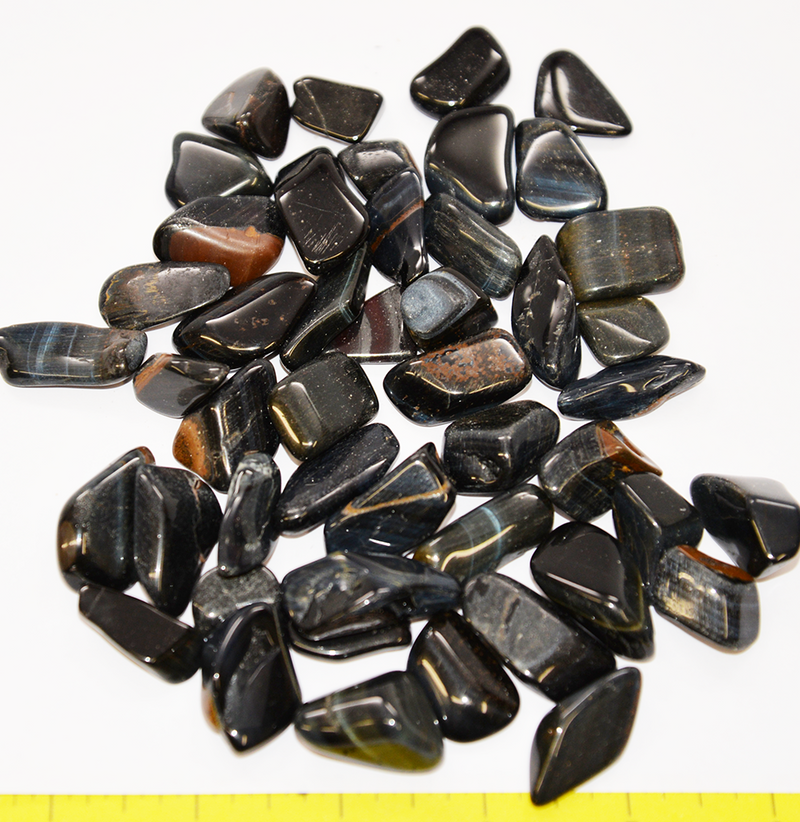 TIGER EYE BLUE Medium 18-25mm tumbled 1/2 lb bulk Tiger Eye blue hawkseye