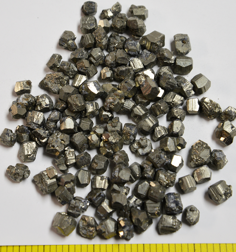 PYRITE PYRITOHEDRON Mini (5-7mm) natural hedron crystals.    1/2 lb