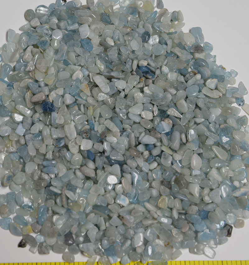 AQUAMARINE (BLUE BERYL)  XX-Small (6 to 8mm) tumbled stones.   1 lb bulk