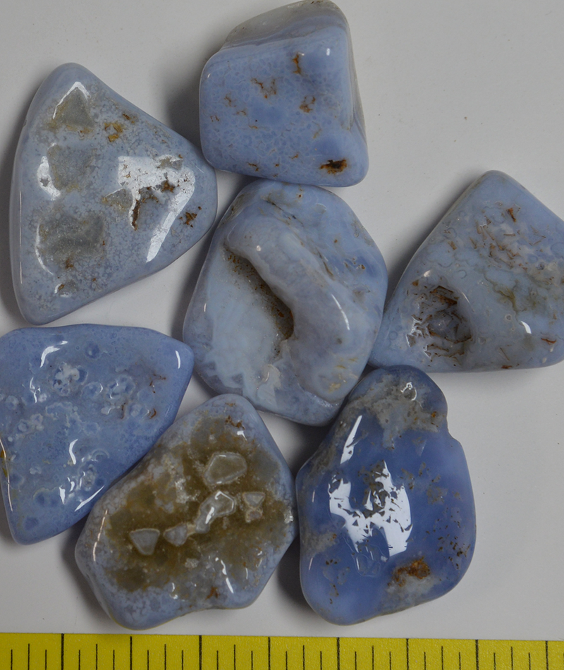 Agate BLUE STORM "B", Jumbo (50+mm) polished stones baby blue. - 1/2 lb