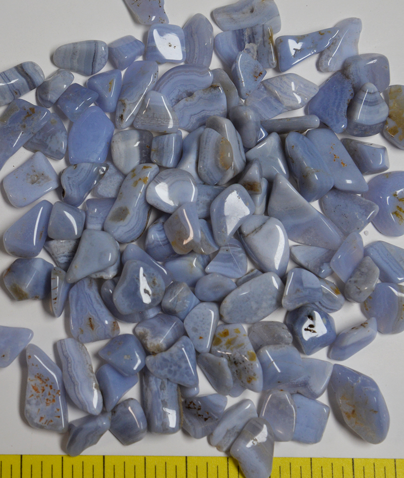 AGATE BLUE STORM "B", Small + (15 to 23mm) polished stones baby blue. - 1/2 lb