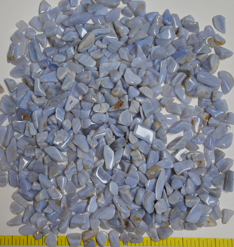 AGATE BLUE STORM "B", X-Small (5 to 15mm) polished stones baby blue. - 1 lb