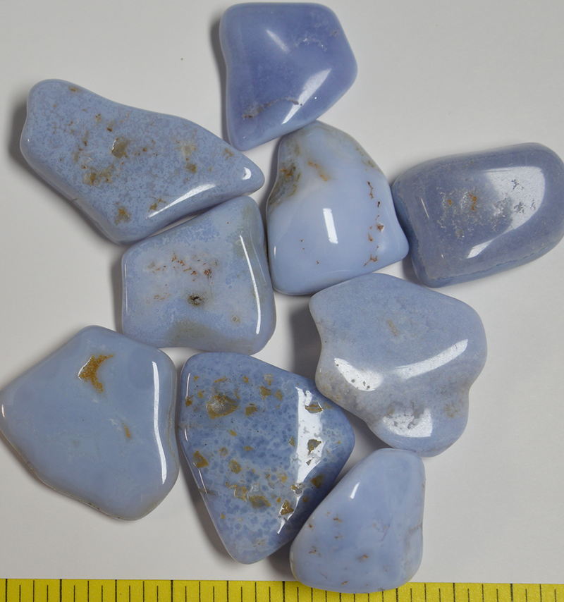 Agate BLUE STORM "B", XX-Large (45 to 60mm) polished stones baby blue. - 1/2 lb