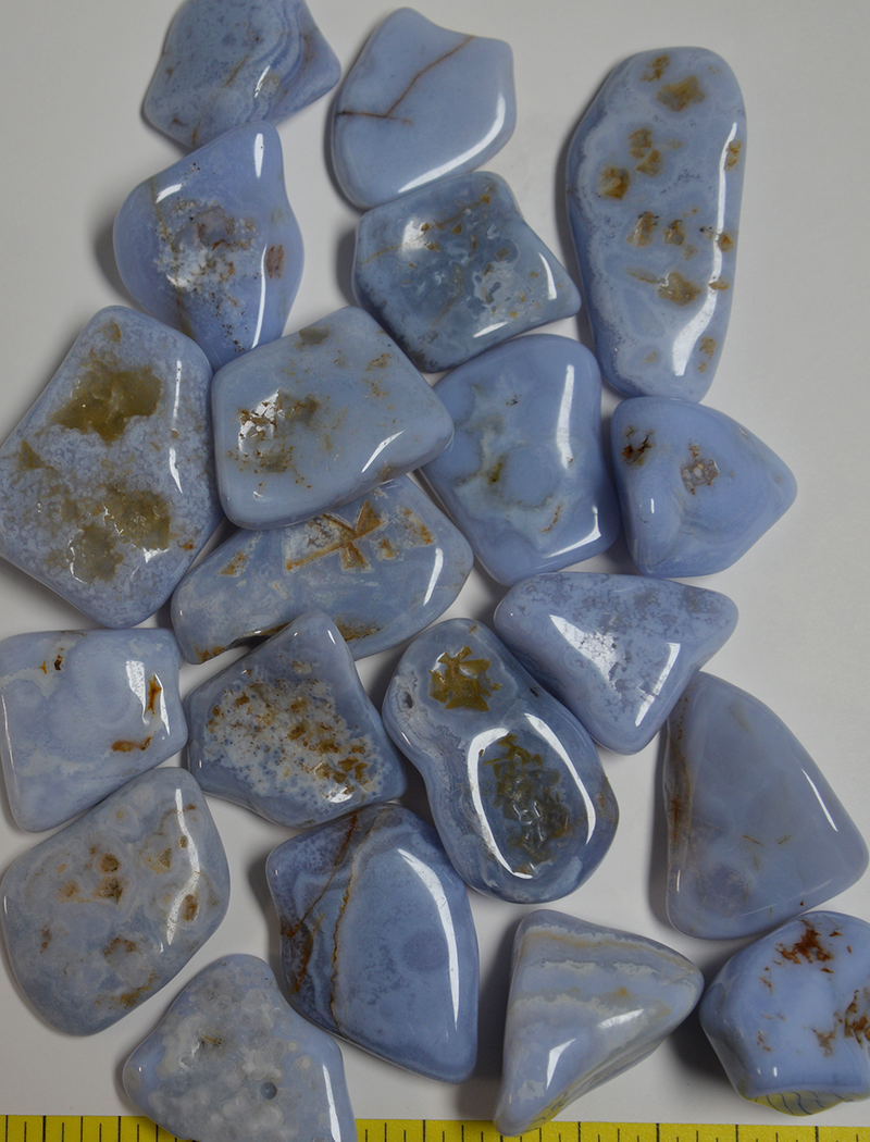 AGATE BLUE STORM "B", XX-Large (45 to 60mm) polished stones baby blue. - 1 lb
