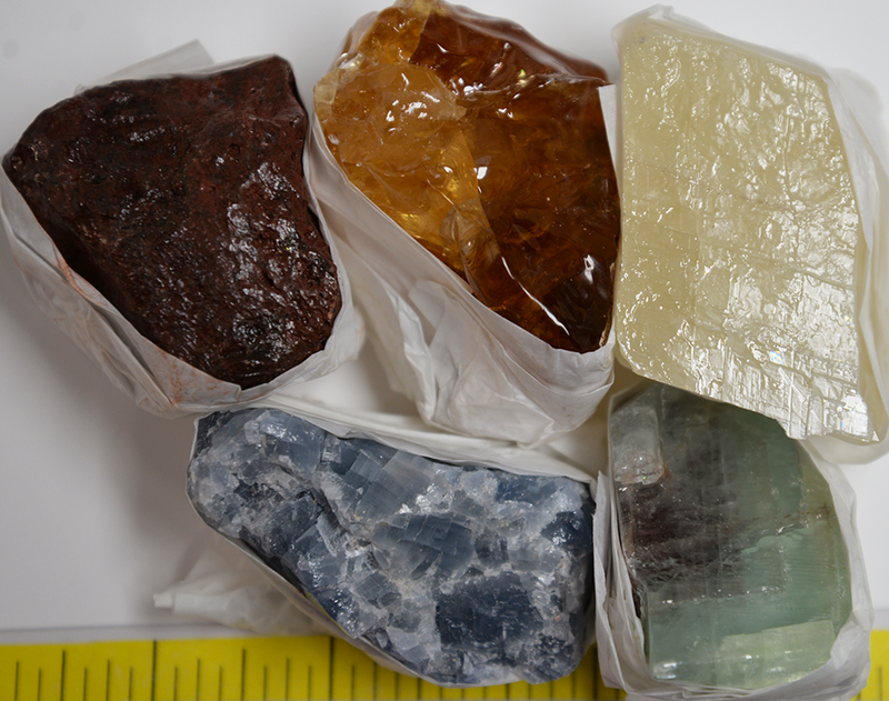 CALCITE Specimens various colors  5 rough stones, 1-lb.  LOT 