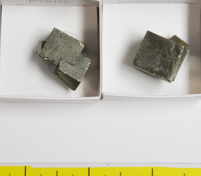 PYRITE CUBE CRYSTALS, TWINNED (1/2" to 1-1/2")  2 per pack  Lot 401