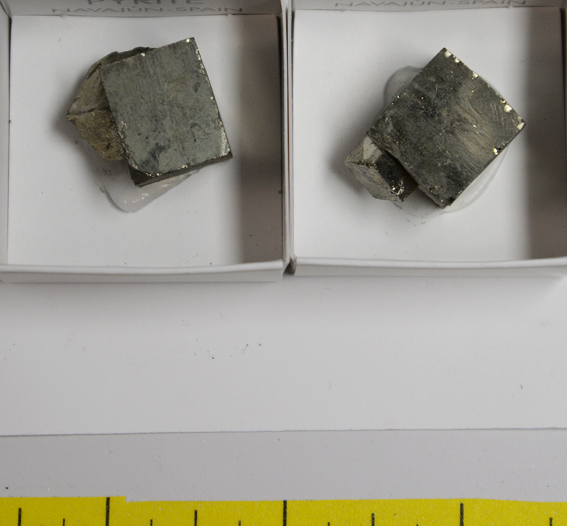 PYRITE CUBE CRYSTALS, TWINNED (1/2" to 1-1/2")  2 per pack  Lot 406