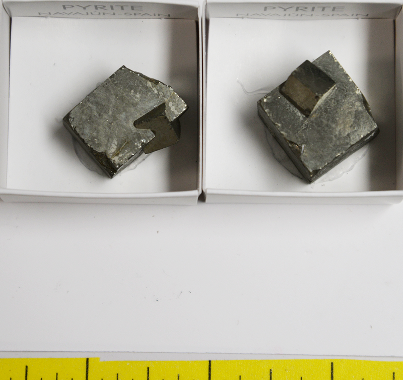 PYRITE CUBE CRYSTALS, TWINNED (1/2" to 1-1/2")  2 per pack  Lot 411